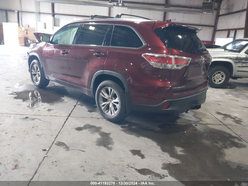 VIN 5TDJKRFH9FS076354 2015 Toyota Highlander, Xle V6 no.3