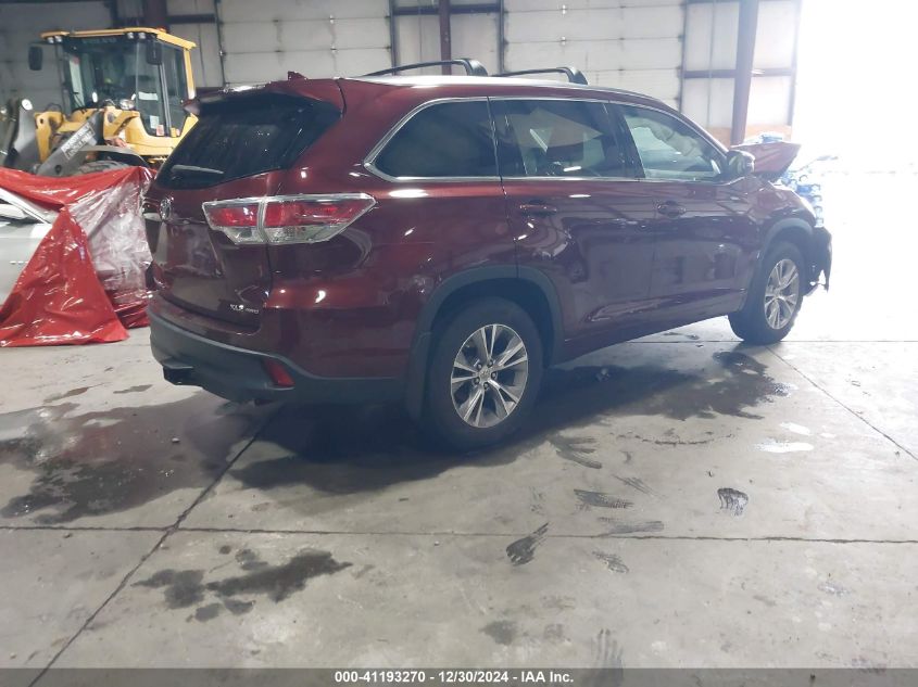 VIN 5TDJKRFH9FS076354 2015 Toyota Highlander, Xle V6 no.4