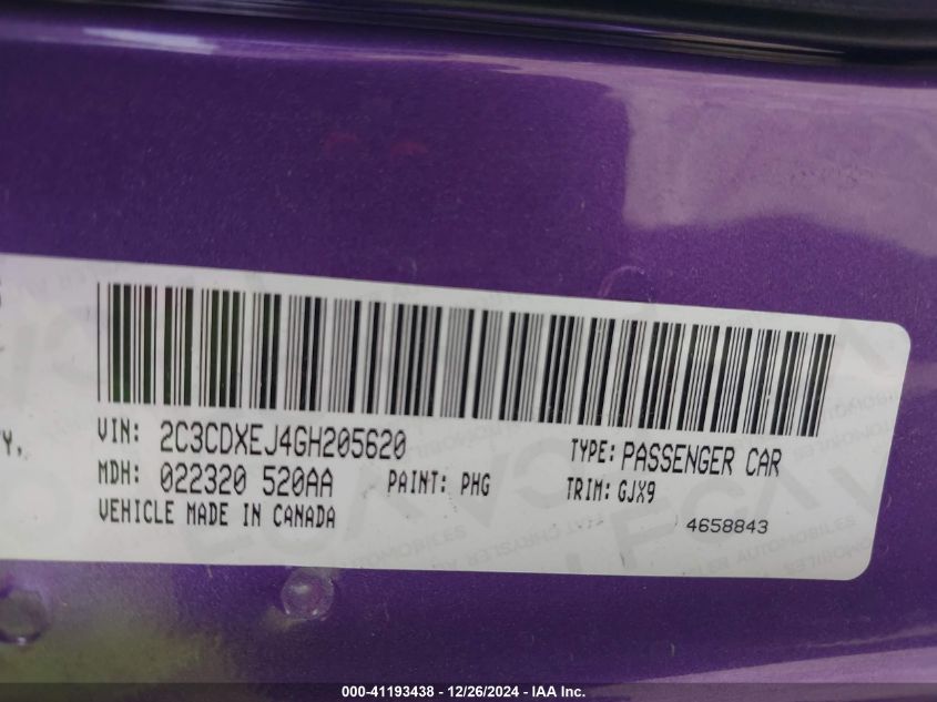 2016 DODGE CHARGER SRT 392 - 2C3CDXEJ4GH205620