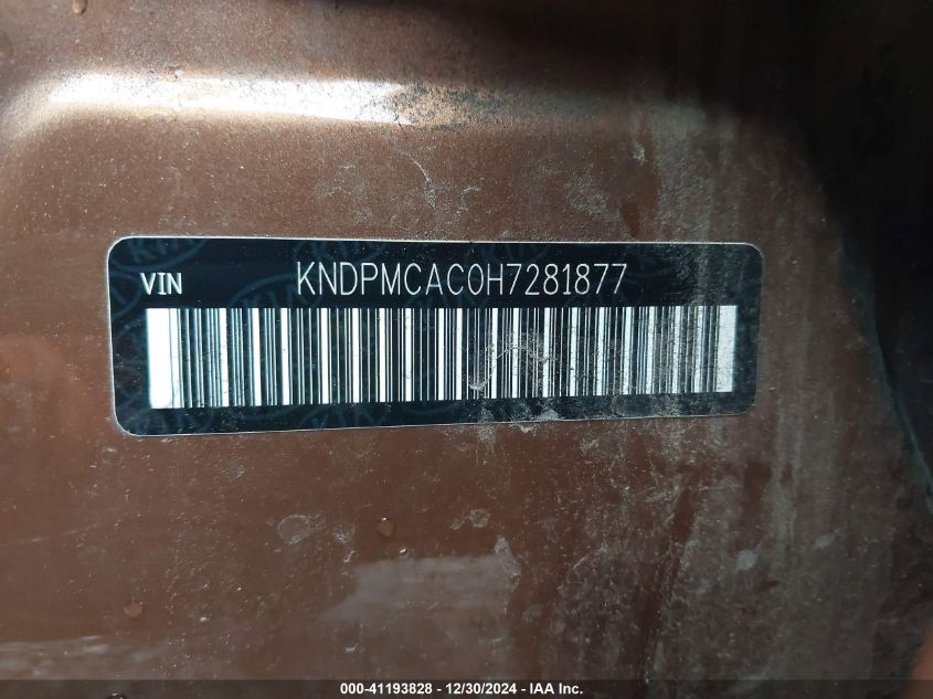 VIN KNDPMCAC0H7281877 2017 KIA Sportage, LX no.9