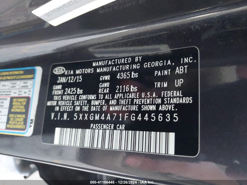 2015 KIA OPTIMA LX - 5XXGM4A71FG445635