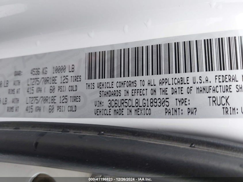 2020 RAM 2500 TRADESMAN  4X4 6'4 BOX - 3C6UR5CL8LG189305