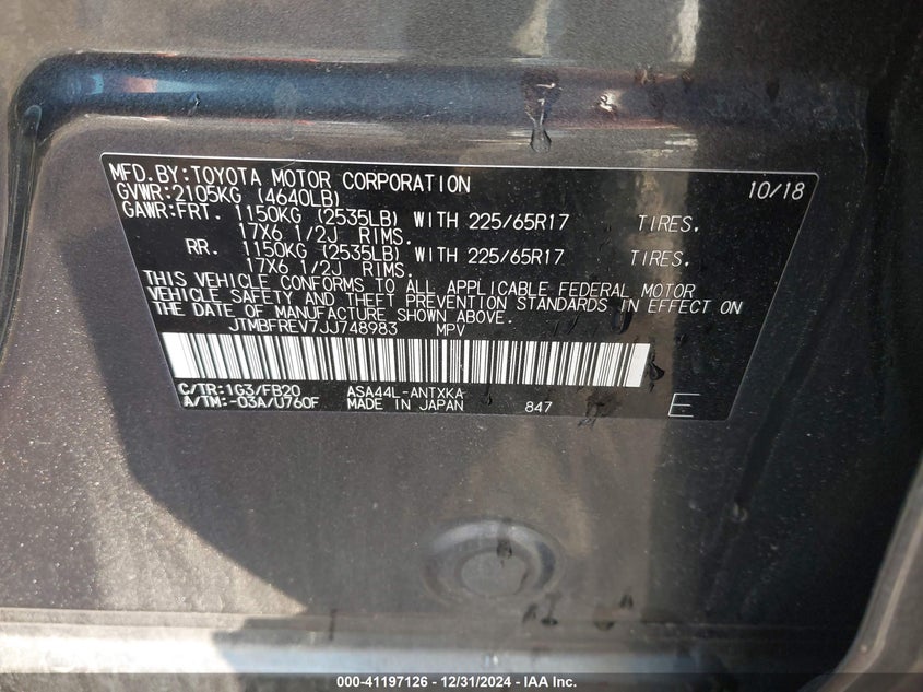 2018 TOYOTA RAV4 LE - JTMBFREV7JJ748983