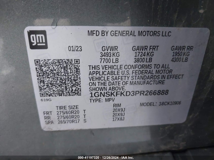 2023 CHEVROLET SUBURBAN 4WD PREMIER - 1GNSKFKD3PR266888