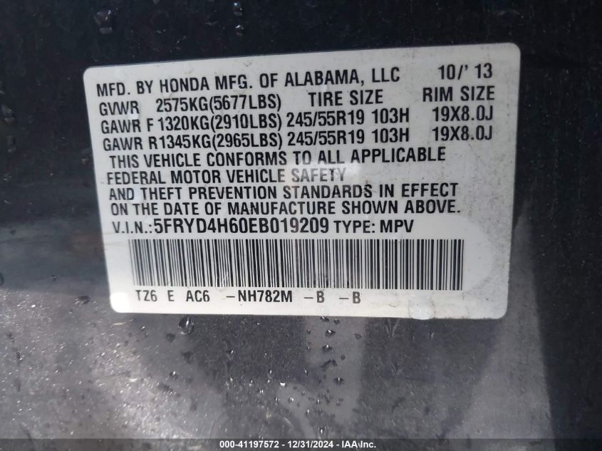 VIN 5FRYD4H60EB019209 2014 Acura MDX, Technology Pk... no.9