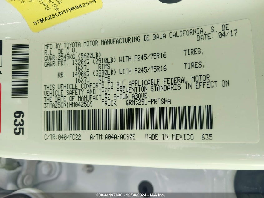 2017 TOYOTA TACOMA SR5 V6 - 3TMAZ5CN1HM042569