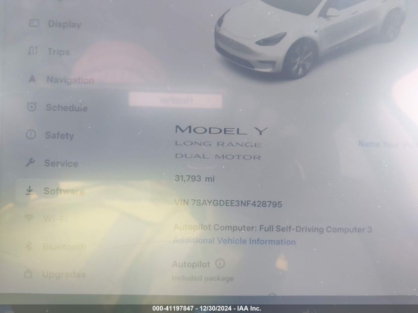 VIN 7SAYGDEE3NF428795 2022 TESLA MODEL Y no.7