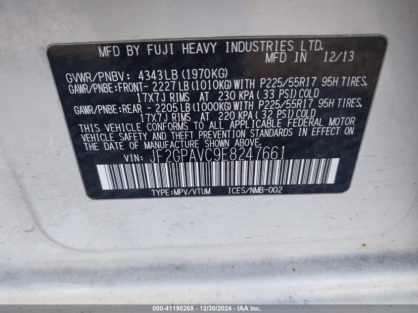 2014 SUBARU XV CROSSTREK 2.0I PREMIUM - JF2GPAVC9E8247661