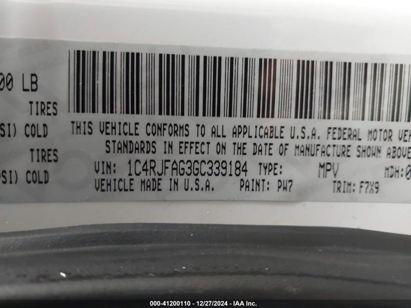 VIN 1C4RJFAG3GC339184 2016 Jeep Grand Cherokee, Laredo no.9