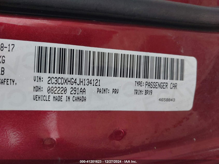 2018 DODGE CHARGER SXT PLUS RWD - 2C3CDXHG4JH134121