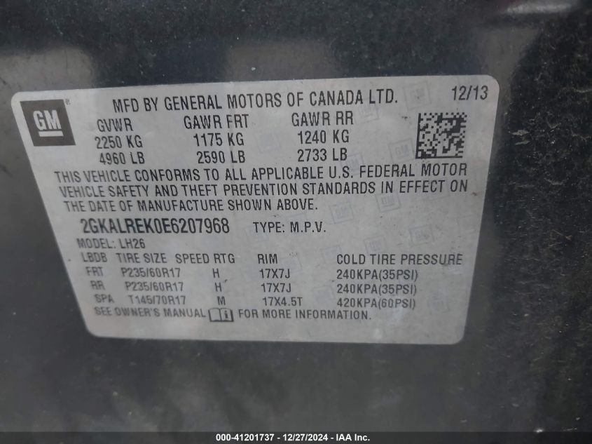 VIN 2GKALREK0E6207968 2014 GMC Terrain, Sle-2 no.9