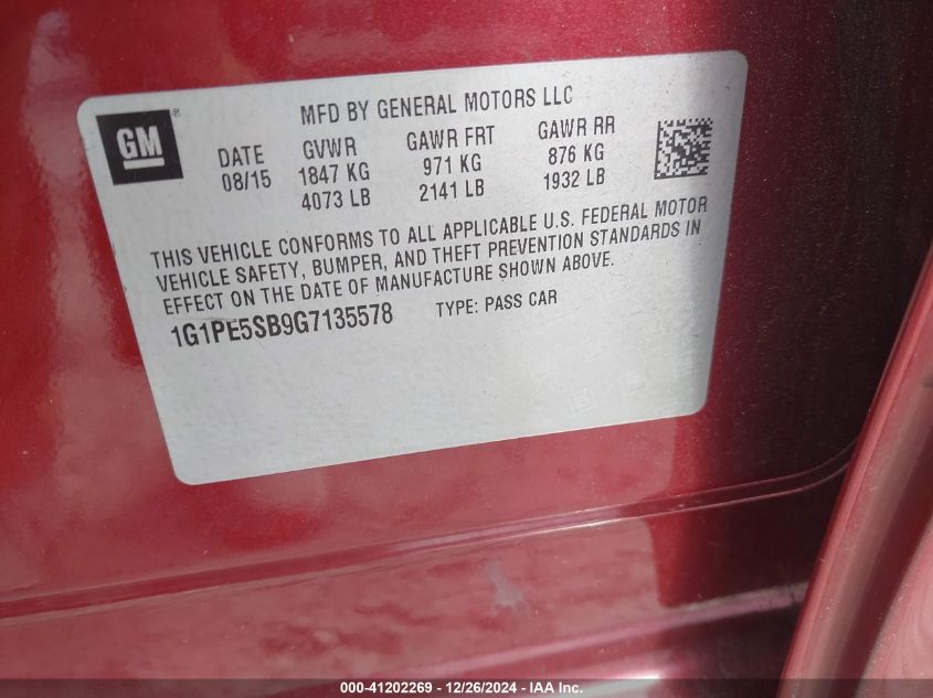 2016 CHEVROLET CRUZE LIMITED VIN: 1G1PE5SB9G7135578