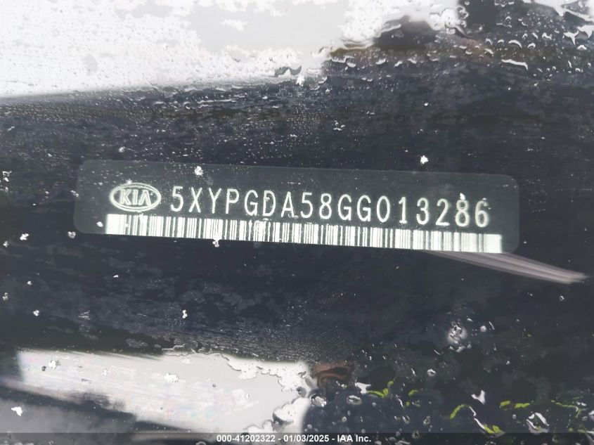 VIN 5XYPGDA58GG013286 2016 KIA Sorento, 3.3L Lx no.9