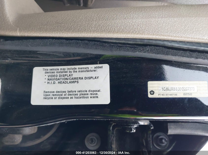 2013 JEEP PATRIOT VIN: 1C4NJRBB3DD207373