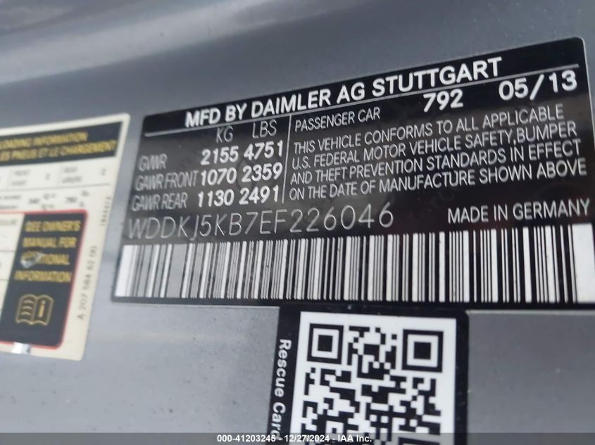 VIN WDDKJ5KB7EF226046 2014 MERCEDES-BENZ E 350 no.9