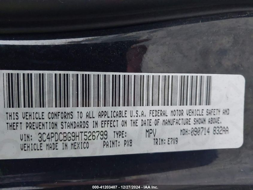 2017 Dodge Journey Sxt VIN: 3C4PDCBG9HT526799 Lot: 41203487