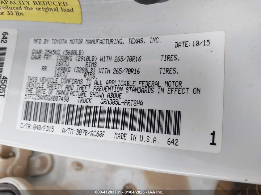 2016 TOYOTA TACOMA TRD OFF ROAD - 5TFCZ5AN5GX007490