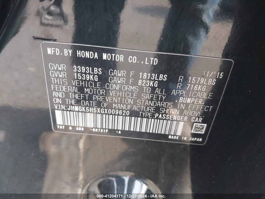 2016 HONDA FIT LX - JHMGK5H5XGX009620