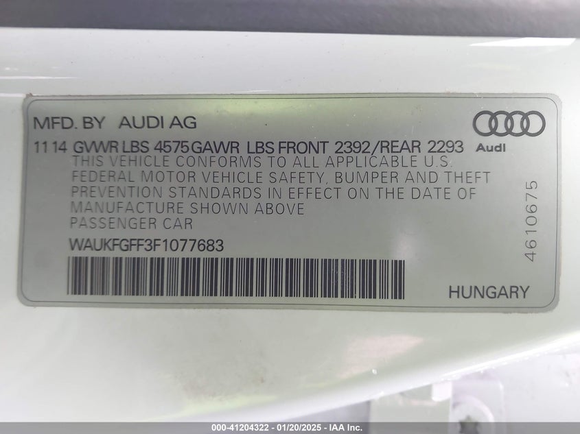 2015 AUDI A3 2.0T PREMIUM - WAUKFGFF3F1077683