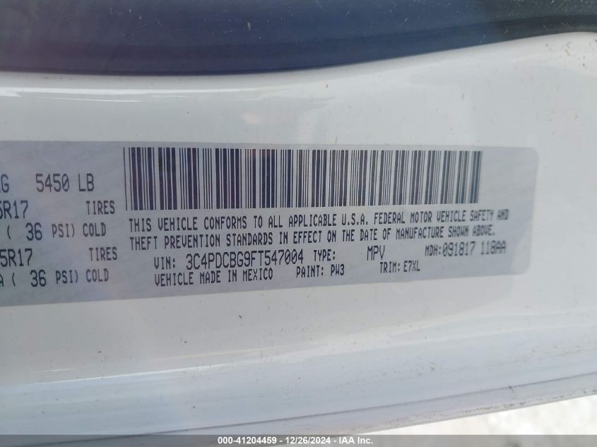 VIN 3C4PDCBG2FT524678 2015 DODGE JOURNEY no.9