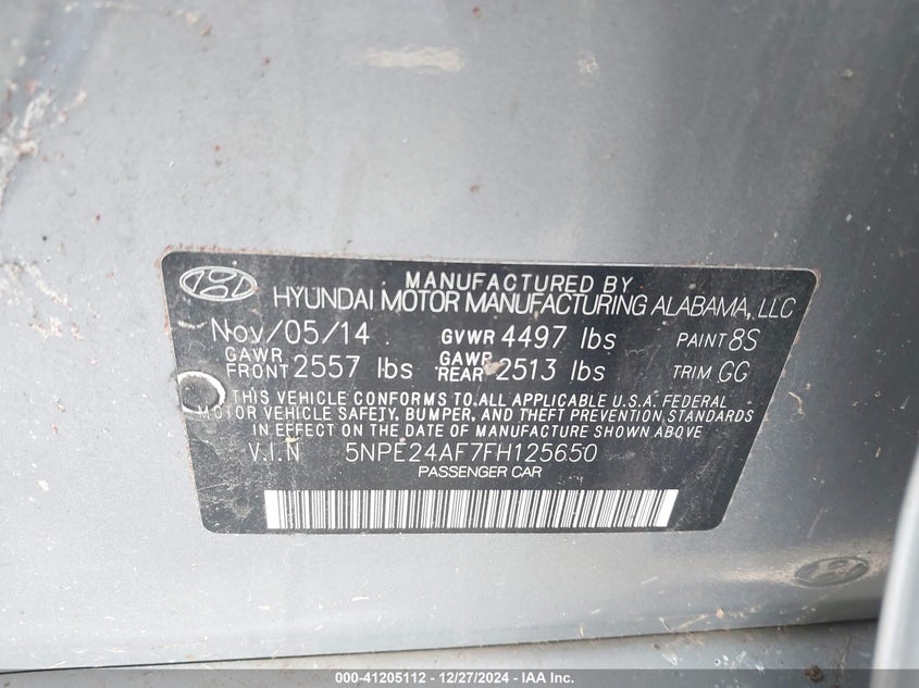 2015 HYUNDAI SONATA SE - 5NPE24AF7FH125650