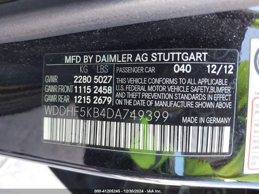 VIN WDDHF5KB4DA749399 2013 MERCEDES-BENZ E 350 no.9