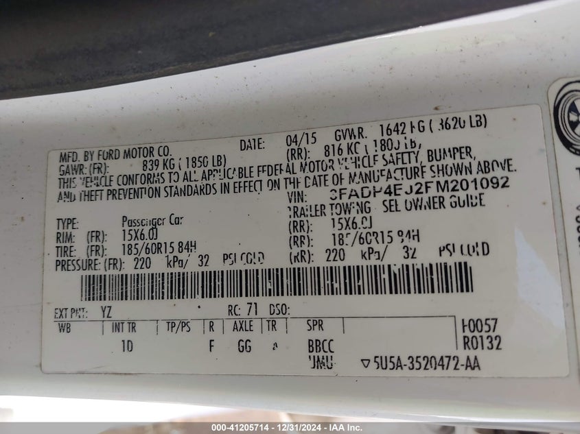 2015 FORD FIESTA SE - 3FADP4EJ2FM201092