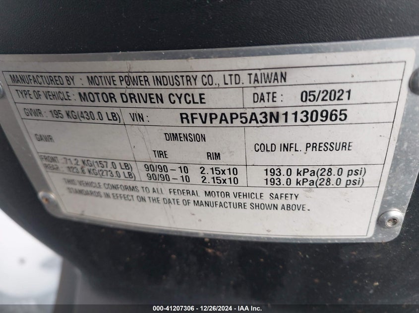 VIN RFVPAP5A3N1130965 2022 GENUINE SCOOTER CO. BUDDY 50