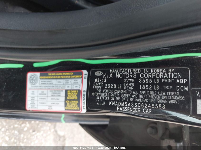 VIN KNADM5A36D6245588 2013 KIA Rio, LX no.9