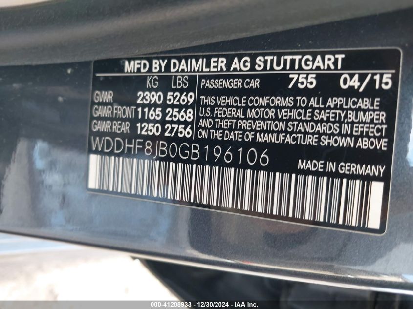 VIN WDDHF8JB0GB196106 2016 MERCEDES-BENZ E 350 no.9