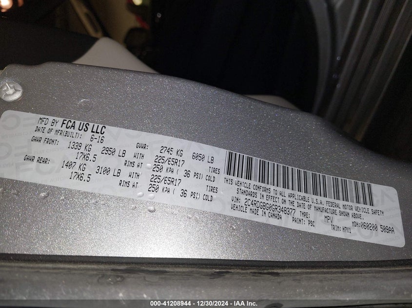 2016 DODGE GRAND CARAVAN SE - 2C4RDGBG0GR348377