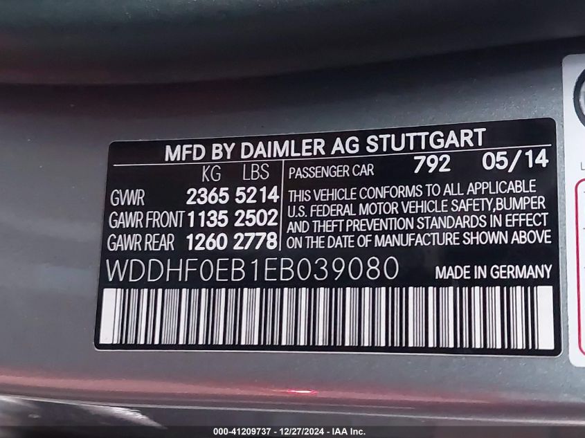 VIN WDDHF0EB1EB039080 2014 Mercedes-Benz E-Class, 2... no.9