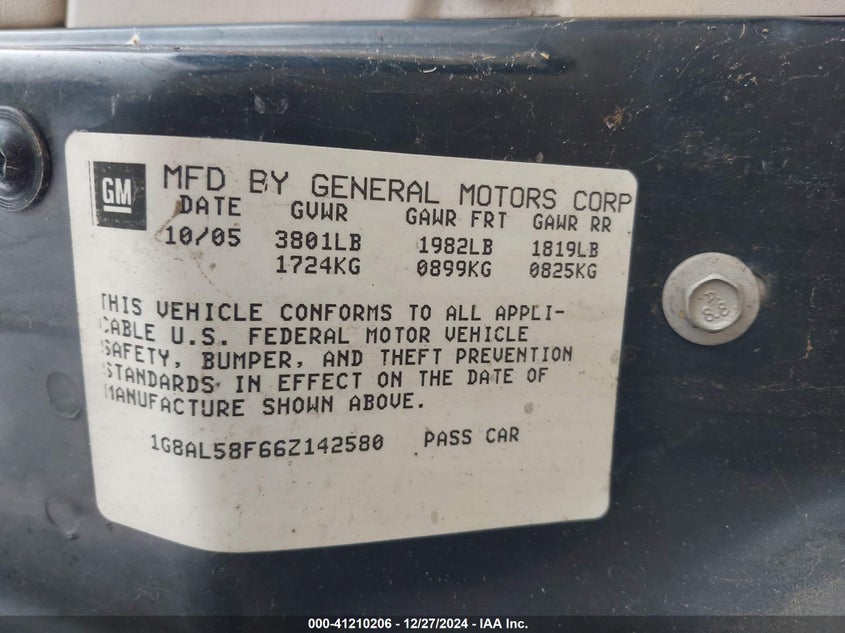 2006 SATURN ION VIN: 1G8AL58F66Z142580