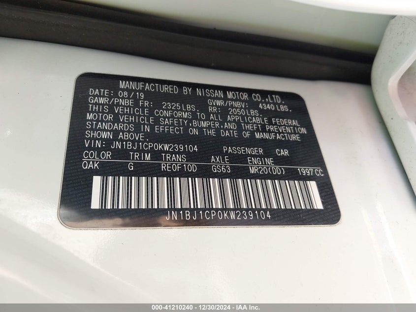 2019 NISSAN ROGUE SPORT S - JN1BJ1CP0KW239104