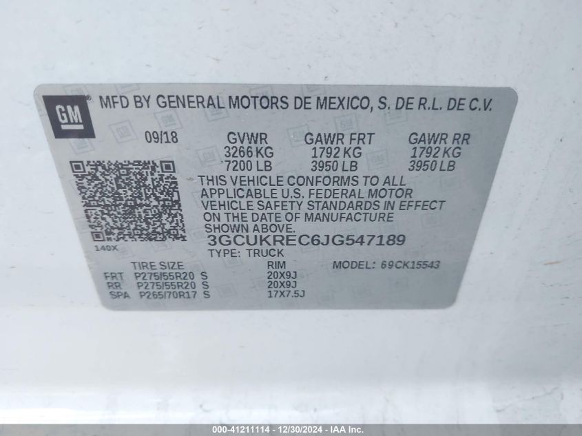 VIN 3GCUKREC6JG547189 2018 Chevrolet Silverado 1500... no.9