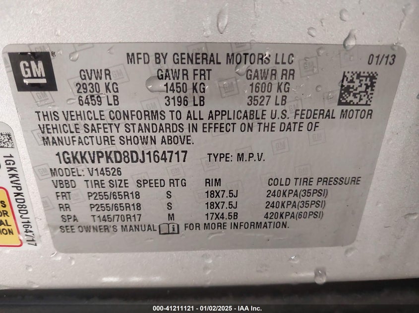 2013 GMC ACADIA SLE-2 - 1GKKVPKD8DJ164717