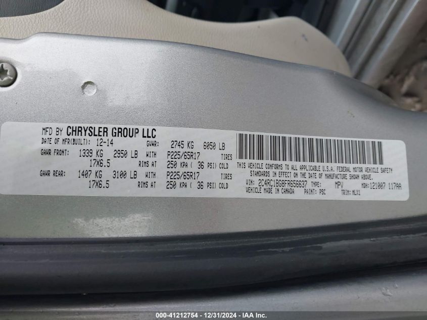 VIN 2C4RC1BG8FR656637 2015 Chrysler Town and Countr... no.9