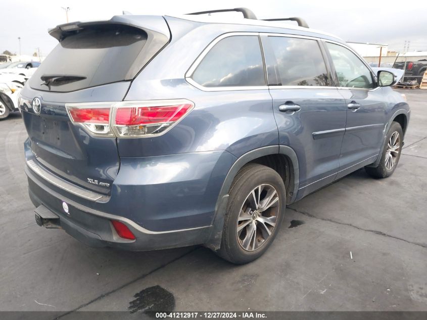 VIN 5TDJKRFH5GS300074 2016 Toyota Highlander, Xle V6 no.4