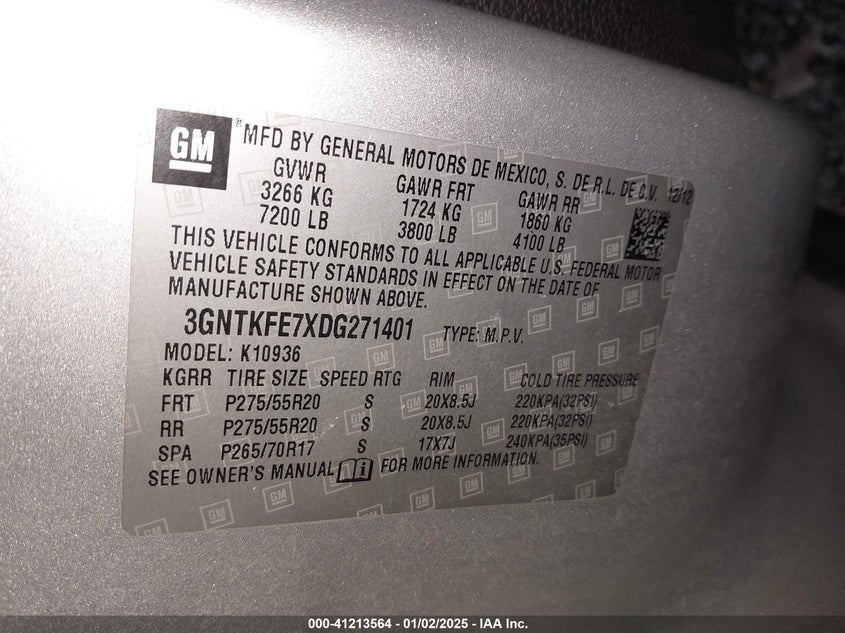 2013 CHEVROLET AVALANCHE LT - 3GNTKFE7XDG271401