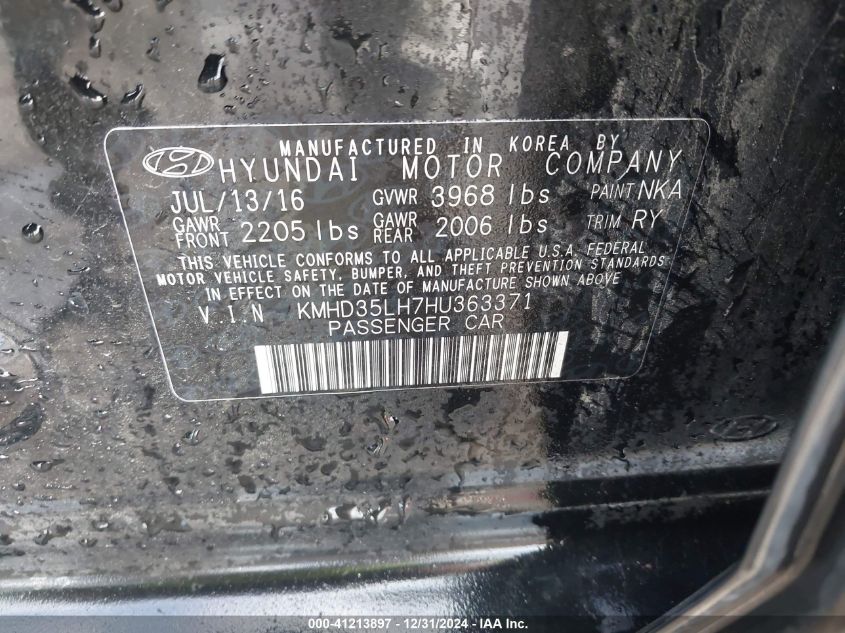 VIN KMHD35LH7HU363371 2017 HYUNDAI ELANTRA GT no.9