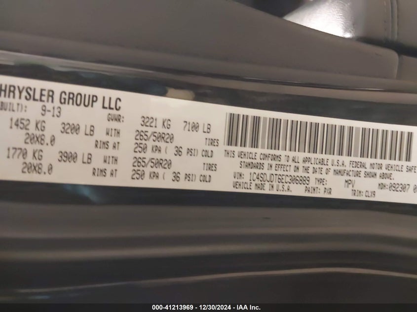 2014 DODGE DURANGO LIMITED - 1C4SDJDT6EC306889