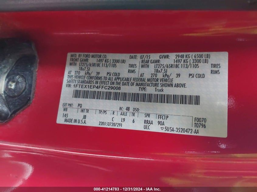 2015 FORD F-150 XLT - 1FTEX1EP4FFC29008