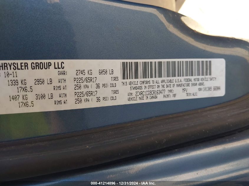 2012 Chrysler Town & Country Touring-L VIN: 2C4RC1CG9CR163477 Lot: 41214896