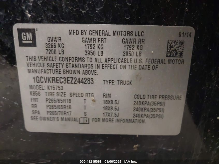 VIN 1GCVKREC3EZ244283 2014 Chevrolet Silverado 1500... no.9