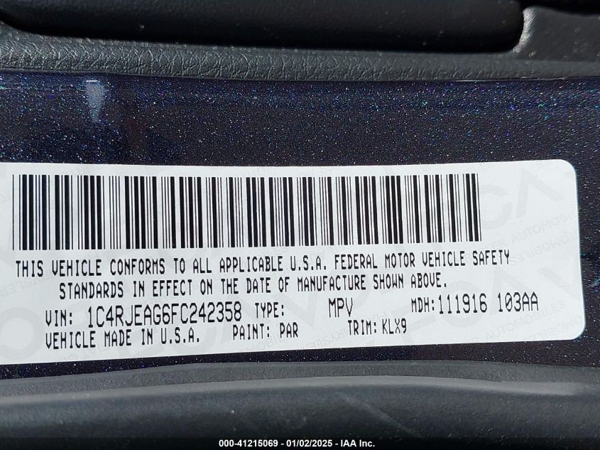 VIN 1C4RJEAG6FC242358 2015 Jeep Grand Cherokee, Alt... no.9