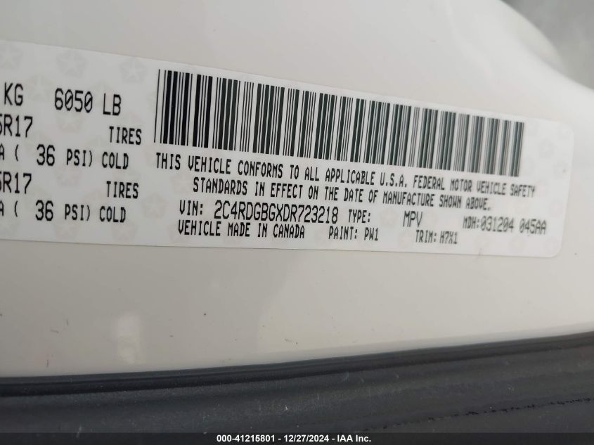 VIN 2C4RDGBGXDR723218 2013 DODGE GRAND CARAVAN no.9