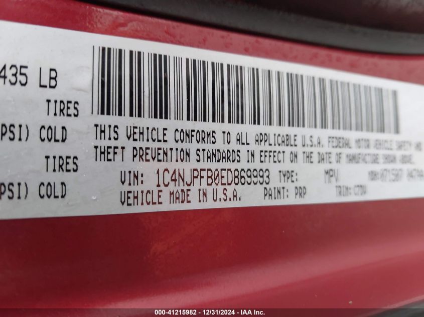 VIN 1C4NJPFB0ED869993 2014 Jeep Patriot, Latitude no.9