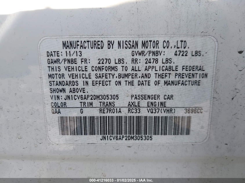 2013 INFINITI G37 JOURNEY - JN1CV6AP2DM305305