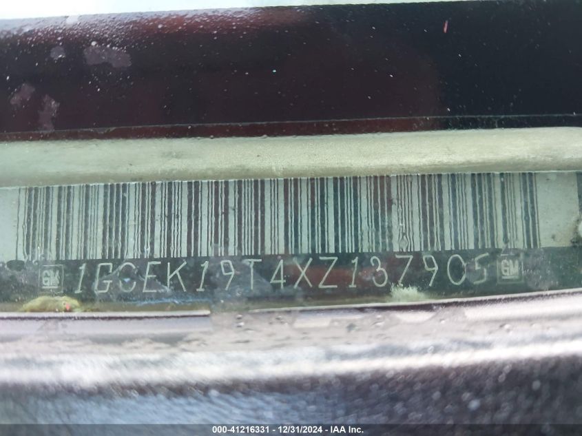 1999 Chevrolet Silverado 1500 Ls VIN: 1GCEK19T4XZ137905 Lot: 43303054