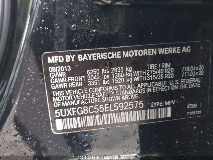 VIN 5UXFG8C55EL592575 2014 BMW X6 no.9